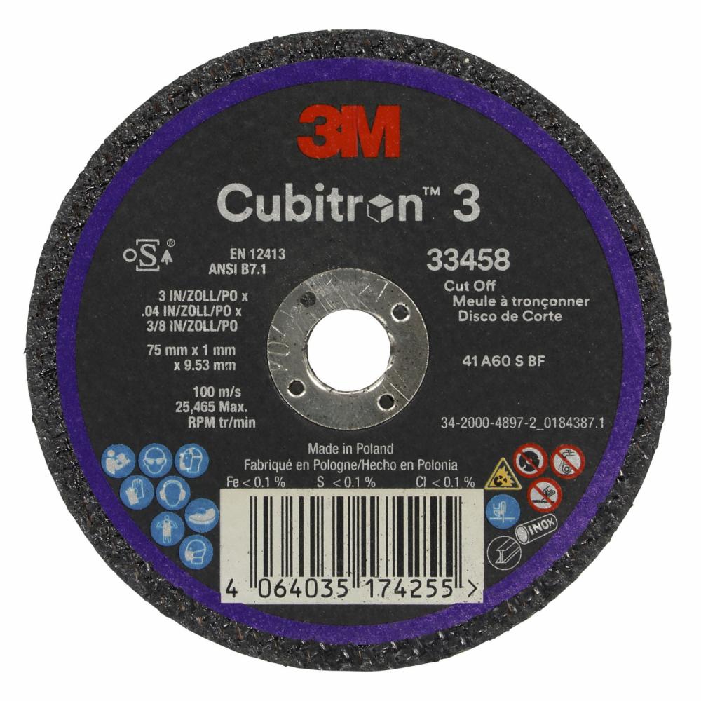 3M Cubitron 3 Cut-Off Wheel 75MM x 1MM x 9.53 5 Pack
